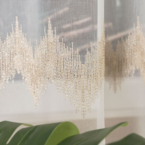 Firanka haftowana, pasowa z ołowianką, wys.160cm, kolor biały ze złotym 112750/OLO/004/000160/1