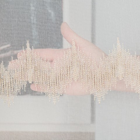 Firanka haftowana, pasowa z ołowianką, wys.160cm, kolor biały ze złotym 112750/OLO/004/000160/1