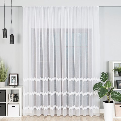 Firanka haftowana, pasowa z ołowianką, wys.280cm, kolor biały z błyskiem 112750/OLO/001/000280/1