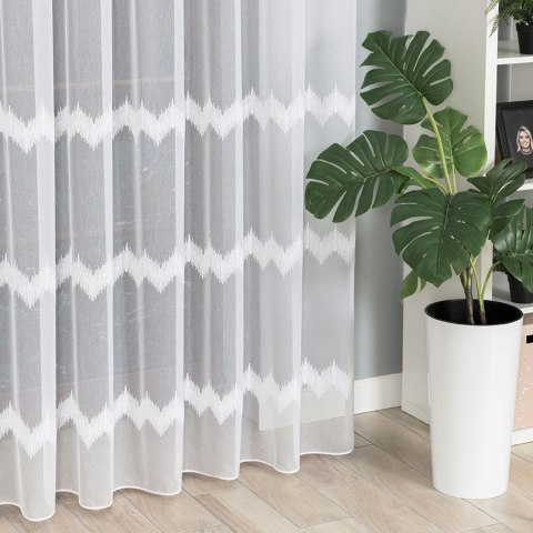 Firanka haftowana, pasowa z ołowianką, wys.280cm, kolor biały z błyskiem 112750/OLO/001/000280/1