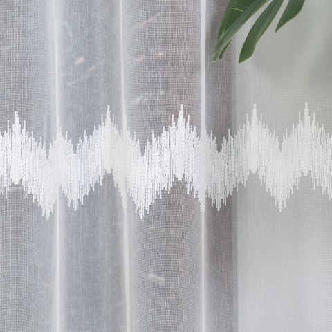 Firanka haftowana, pasowa z ołowianką, wys.280cm, kolor biały z błyskiem 112750/OLO/001/000280/1
