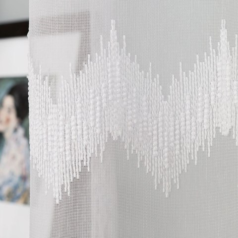 Firanka haftowana, pasowa z ołowianką, wys.280cm, kolor biały z błyskiem 112750/OLO/001/000280/1