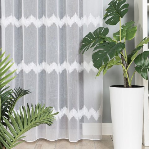 Firanka haftowana, pasowa z ołowianką, wys.280cm, kolor biały z błyskiem 112750/OLO/001/000280/1