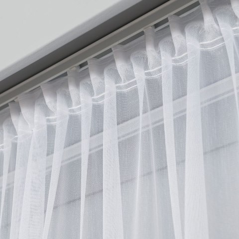 Firanka haftowana, pasowa z ołowianką, wys.280cm, kolor biały z szarym i srebrnym 112750/OLO/002/000280/1