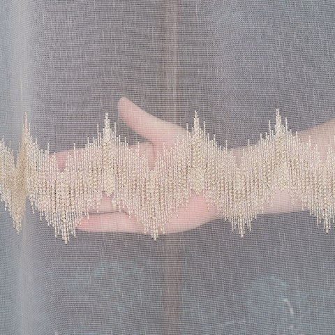 Firanka haftowana, pasowa z ołowianką, wys.280cm, kolor biały ze złotym 112750/OLO/004/000280/1