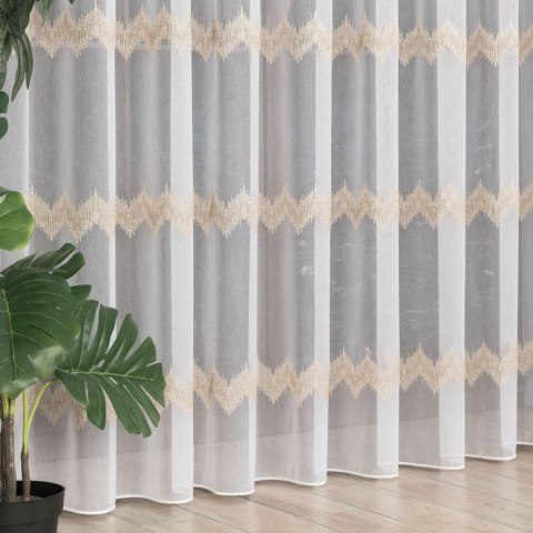 Firanka haftowana, pasowa z ołowianką, wys.280cm, kolor biały ze złotym 112750/OLO/004/000280/1