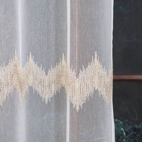 Firanka haftowana, pasowa z ołowianką, wys.280cm, kolor biały ze złotym 112750/OLO/004/000280/1