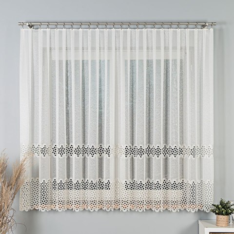 Firanka z aplikacją na markizecie, pasowa, wys. 160cm, kolor kremowy 008897/433/012/060/1