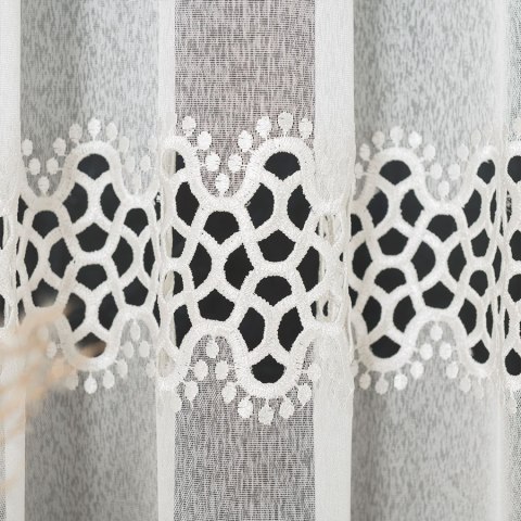 Firanka z aplikacją na markizecie, pasowa, wys. 160cm, kolor kremowy 008897/433/012/060/1