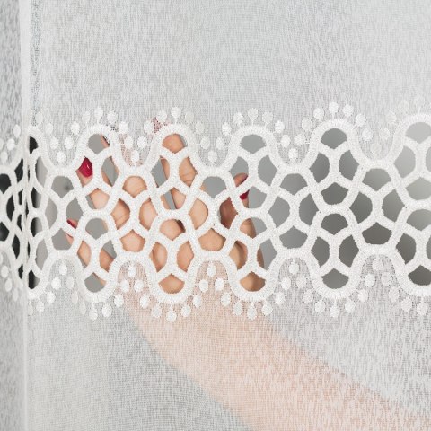 Firanka z aplikacją na markizecie, pasowa, wys. 160cm, kolor kremowy 008897/433/012/060/1