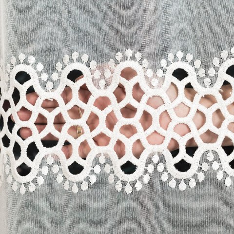 Firanka z aplikacją na markizecie, pasowa, wys. 280cm, kolor kremowy 008897/433/012/000280/1