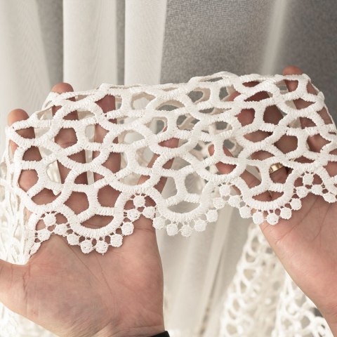 Firanka z aplikacją na markizecie, pasowa, wys. 280cm, kolor kremowy 008897/433/012/000280/1