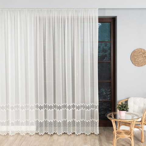 Firanka z aplikacją na markizecie, pasowa, wys. 280cm, kolor kremowy 008897/433/012/000280/1