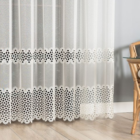 Firanka z aplikacją na markizecie, pasowa, wys. 280cm, kolor kremowy 008897/433/012/000280/1