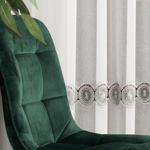 Firanka z aplikacją, pasowa, wys.280cm, kolor biały z szarym 112769