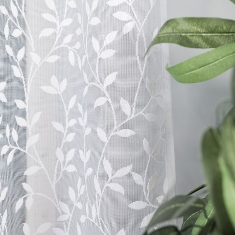 ZUZANNA Firanka żakardowa gotowa ze wzorem po całości, 160x300cm, kolor biały 023058/FBL/001/300160/1