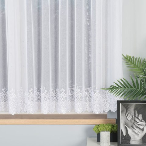 Firanka haftowana ze wzorem na samym dole, wys. 160cm, kolor biały 008240/768/001/000160/1