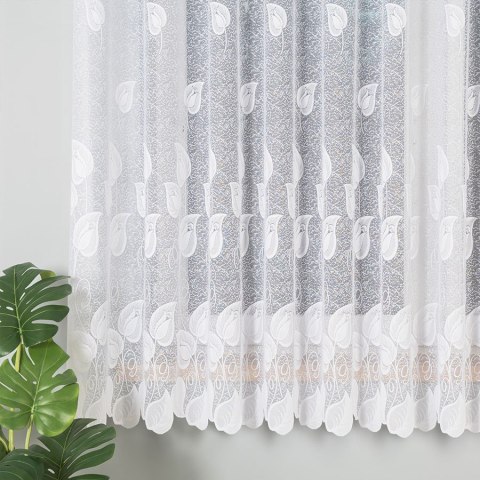 Firanka żakardowa ze wzorem po całości, wys. 180cm, kolor biały 023097
