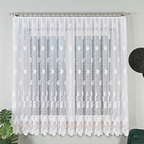 Firanka żakardowa ze wzorem po całości, wys. 180cm, kolor biały 023097