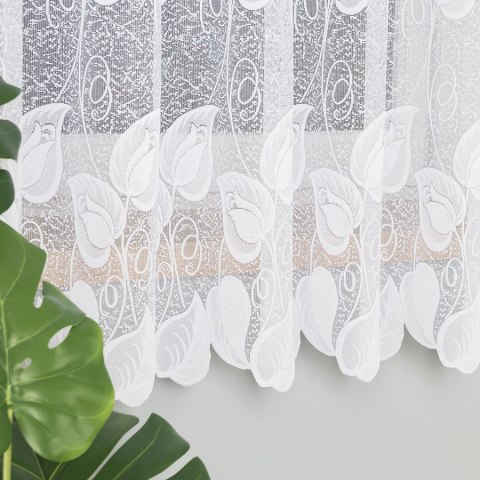 Firanka żakardowa ze wzorem po całości, wys. 180cm, kolor biały 023097