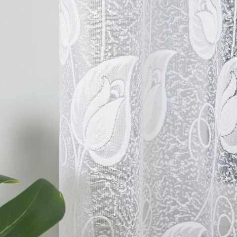 Firanka żakardowa ze wzorem po całości, wys. 180cm, kolor biały 023097