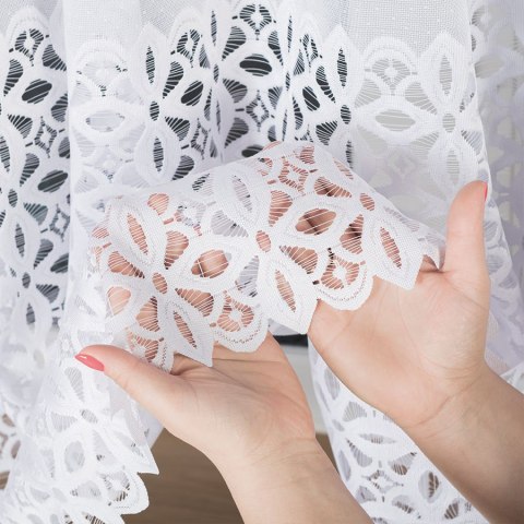 Firanka żakardowa, pasowa, wys. 160cm, kolor biały 018869/000/001/000160/1