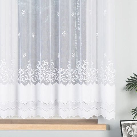 Firanka żakardowa ze wzorem po całości, wys. 160cm, kolor biały 023419/000/001/000160/1