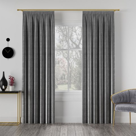 VELVI Tkanina na zasłony, wys. 300cm, kolor 006 ciemny szary; antracytowy VELVI0/TDP/006/000300/1