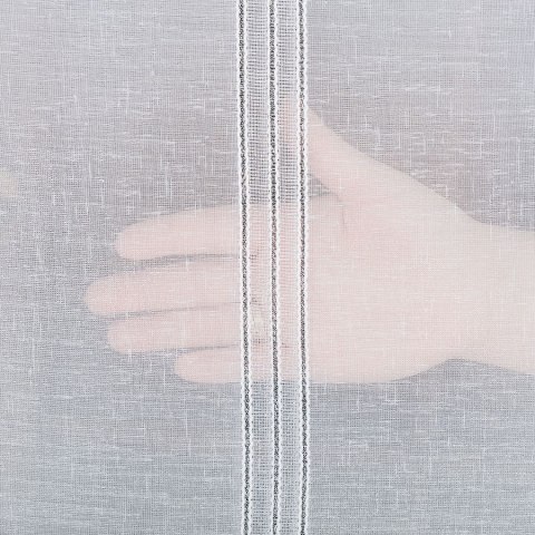 Firanka fantazyjna z pionowymi pasami z ołowianką, wys. 300cm, kolor biały z czarnym 001215/OLO/007/000300/1