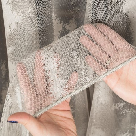 Firanka żakardowa ze wzorem po całości z ołowianką, wys. 330cm, kolor szary 022601/OLO/023/000330/1