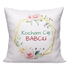 KOCHAM CIĘ BABCIU Poszewka dekoracyjna VELVET, 40x40cm, kolor biały P00107/POP/001/040040/1