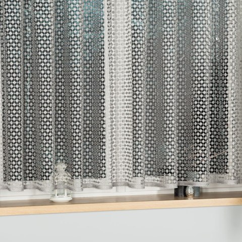 Tkanina gipiurowa na firanę i obrus, wys. 160cm, kolor 005 szary z lurexem 061757