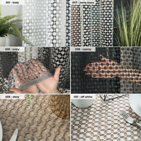 Tkanina gipiurowa na firanę i obrus, wys. 160cm, kolor 005 szary z lurexem 061757