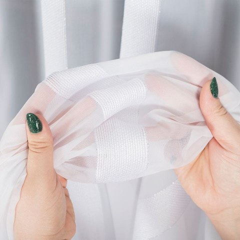 Firanka fantazyjna z ołowianką z pionowymi pasami, wys. 300cm, kolor biały 318486/OLO/001/300000/1