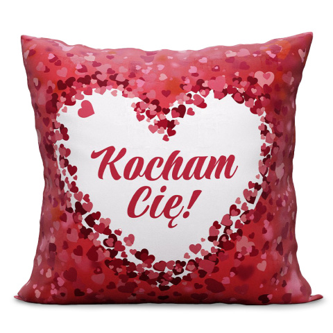 KOCHAM CIĘ Poszewka dekoracyjna VELVET, 40x40cm, kolor czerwony PWA020/POP/001/040040/1