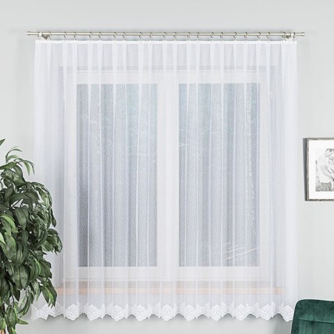 Firanka żakardowa ze wzorem na samym dole, wys. 180cm, kolor biały 023405/000/001/000180/1