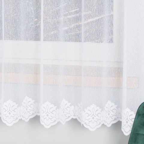 Firanka żakardowa ze wzorem na samym dole, wys. 180cm, kolor biały 023405/000/001/000180/1