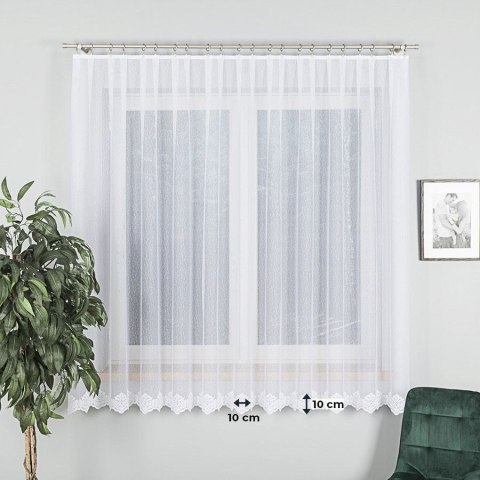 Firanka żakardowa ze wzorem na samym dole, wys. 180cm, kolor biały 023405/000/001/000180/1