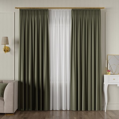 LIMA Tkanina na zasłony, wys. 300cm, kolor ciemny oliwkowy 318287/TDP/021/000300/1