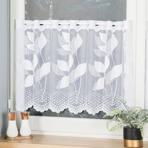 Zazdrostka żakardowa ze wzorem po całości, wys. 50cm, kolor biały 023083