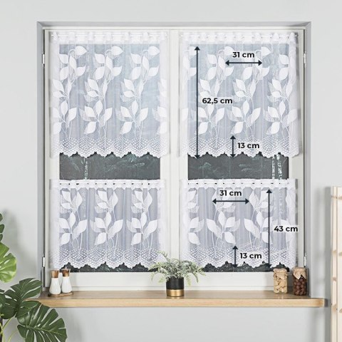 Zazdrostka żakardowa ze wzorem po całości, wys. 50cm, kolor biały 023083