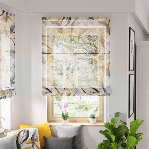 LINO Tkanina na zasłony wzrór Peruga, wys. 190cm, kolor musztardowy D00008/LIN/001/000190/1