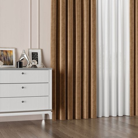 VELVET Tkanina na zasłony, wys. 300cm, kolor 015 ciepły brązowy VELVET/TZP/015/000300/1