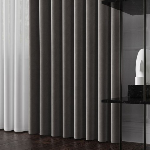 VELVET Tkanina na zasłony, wys. 300cm, kolor 079 ciepły ciemny szary VELVET/TZP/079/000300/1