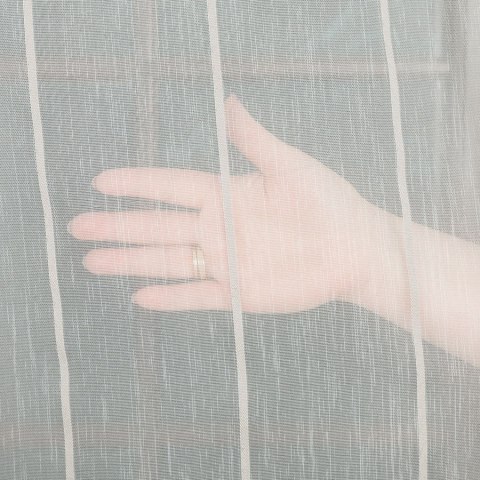 Firanka fantazyjna, pasowa z ołowianką, wys. 305cm, kolor offwhite z jasnoszarymi pasami 001166/OLO/113/000305