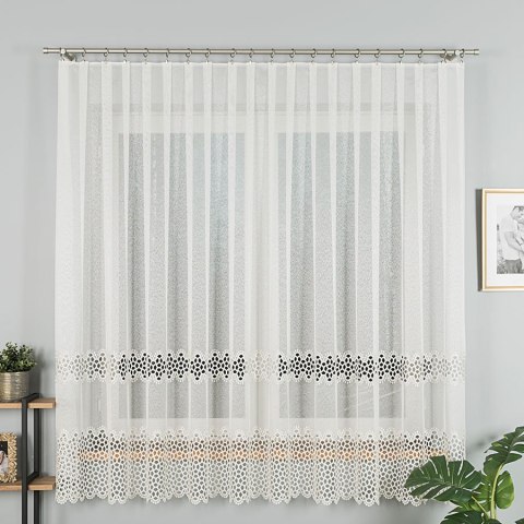 Firanka z aplikacją na markizecie, pasowa, wys. 175cm, kolor kremowy 008897/433/012/000175/1