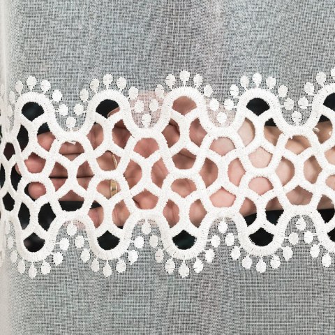 Firanka z aplikacją na markizecie, pasowa, wys. 175cm, kolor kremowy 008897/433/012/000175/1