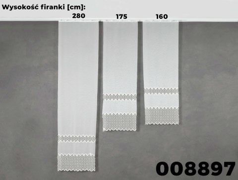 Firanka z aplikacją na markizecie, pasowa, wys. 175cm, kolor kremowy 008897/433/012/000175/1
