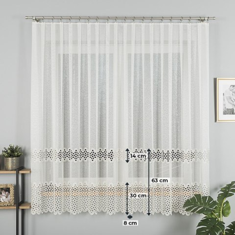 Firanka z aplikacją na markizecie, pasowa, wys. 175cm, kolor kremowy 008897/433/012/000175/1