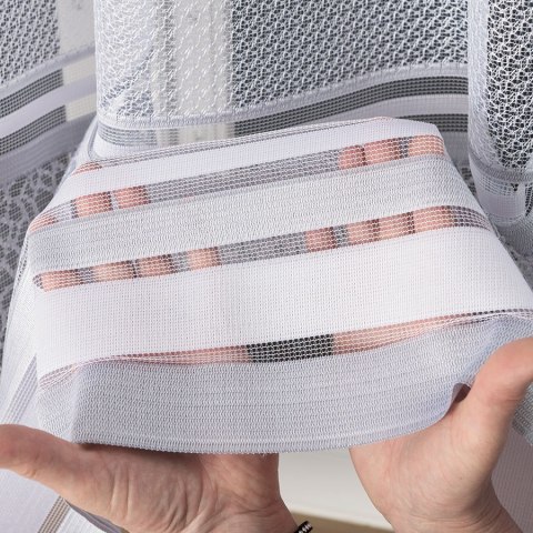 Firanka żakardowa, pasowa, wys. 150cm, kolor szary 017834/000/049/000150/1